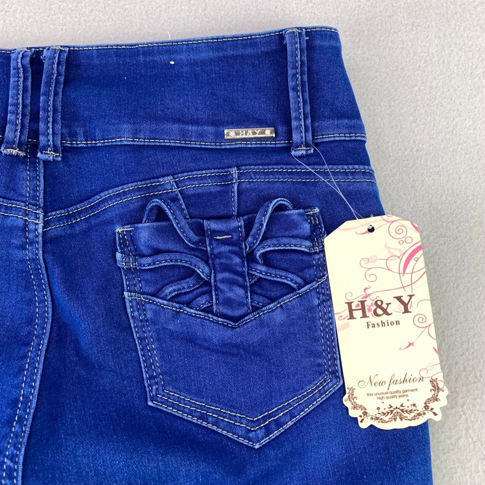 H&Y Skinny Jeans Womens 13/14 Royal Blue High Rise Comfort Stretch Denim NWT